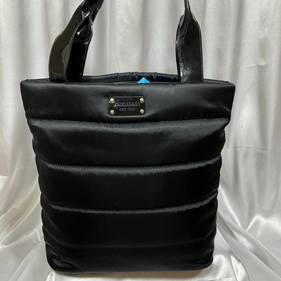 Kate Spade larger Tote, black, puffy, nylon 8-H1a - Picture 2 of 7